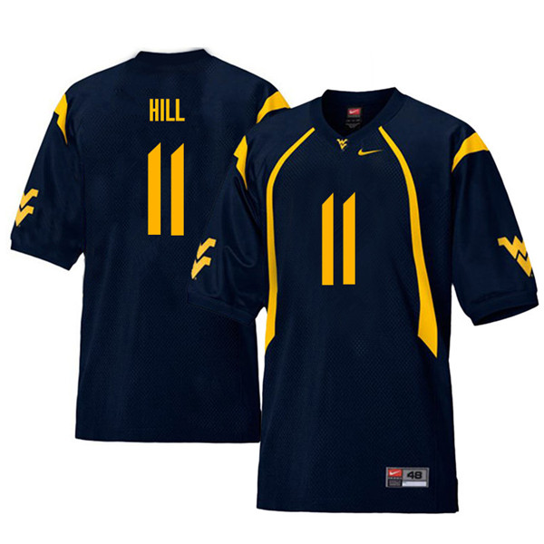 Men #11 Chase Hill West Virginia Mountaineers Throwback College Football Jerseys Sale-Navy - Click Image to Close